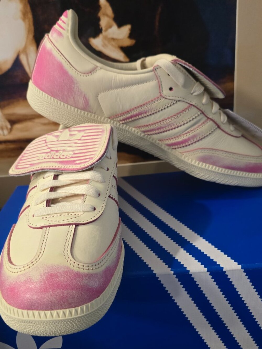 Adidas Samba LT Men's Size 10 Cream White Shock Pink JR5998 Long Tongue NEW